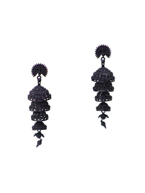 black plated peacock inspired jhumka earrings - 18438137 -  Standard Image - 0