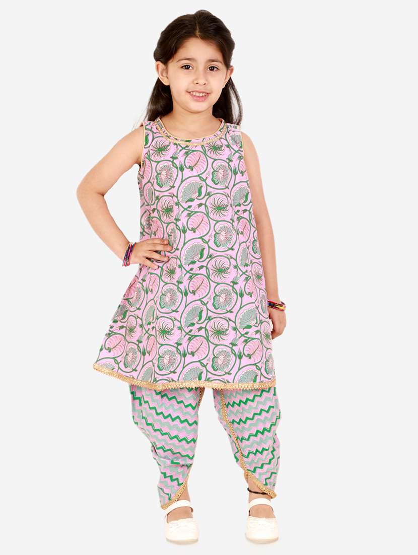 pink floral patiyala suit set 