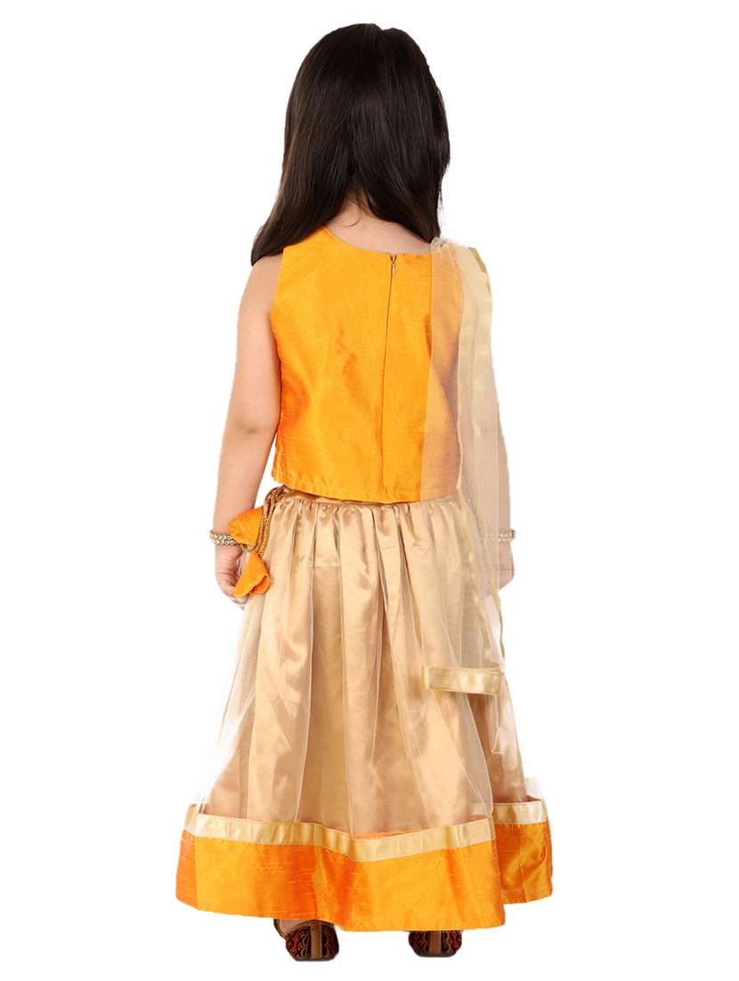girls yellow applique work lehnga choli set  - 18438539 -  Standard Image - 2