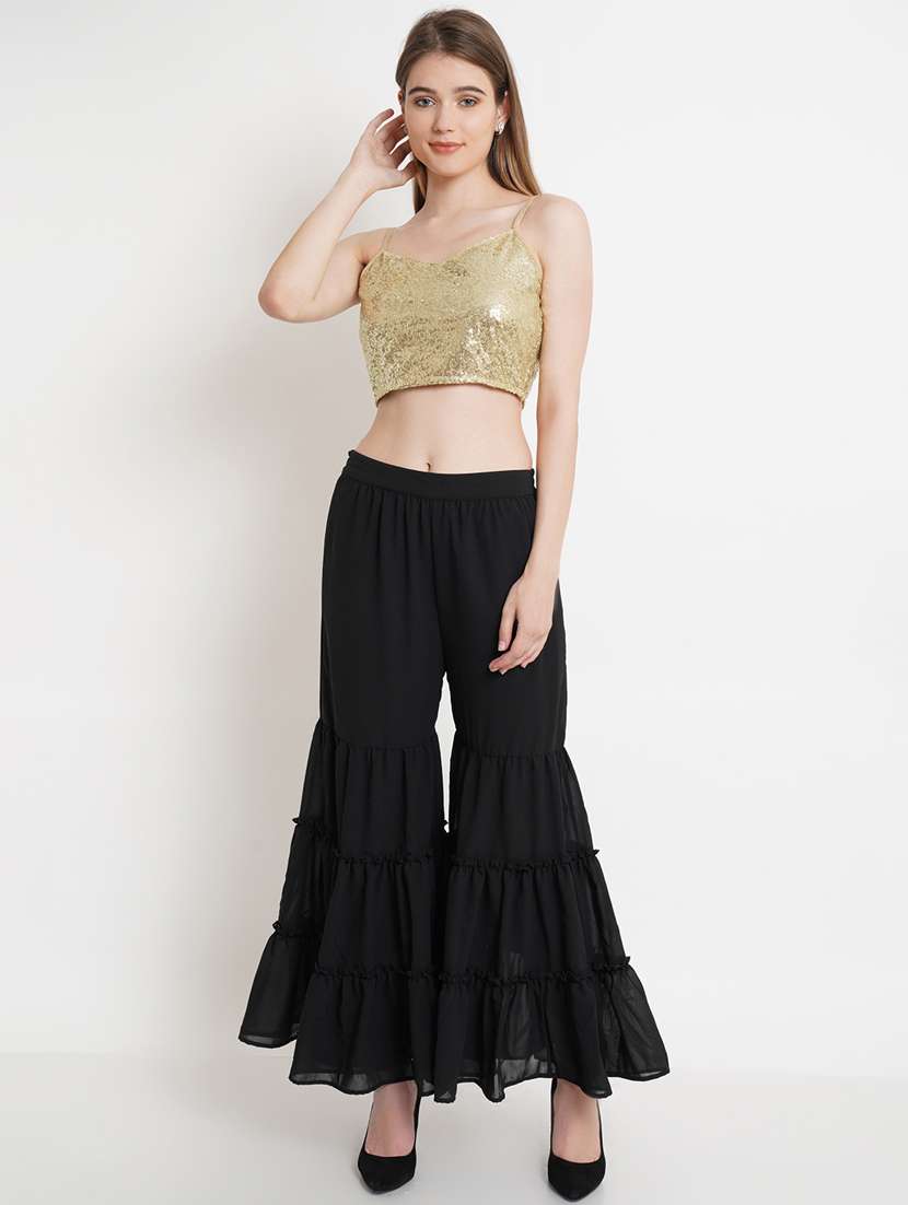 sequined crop top and sharara set