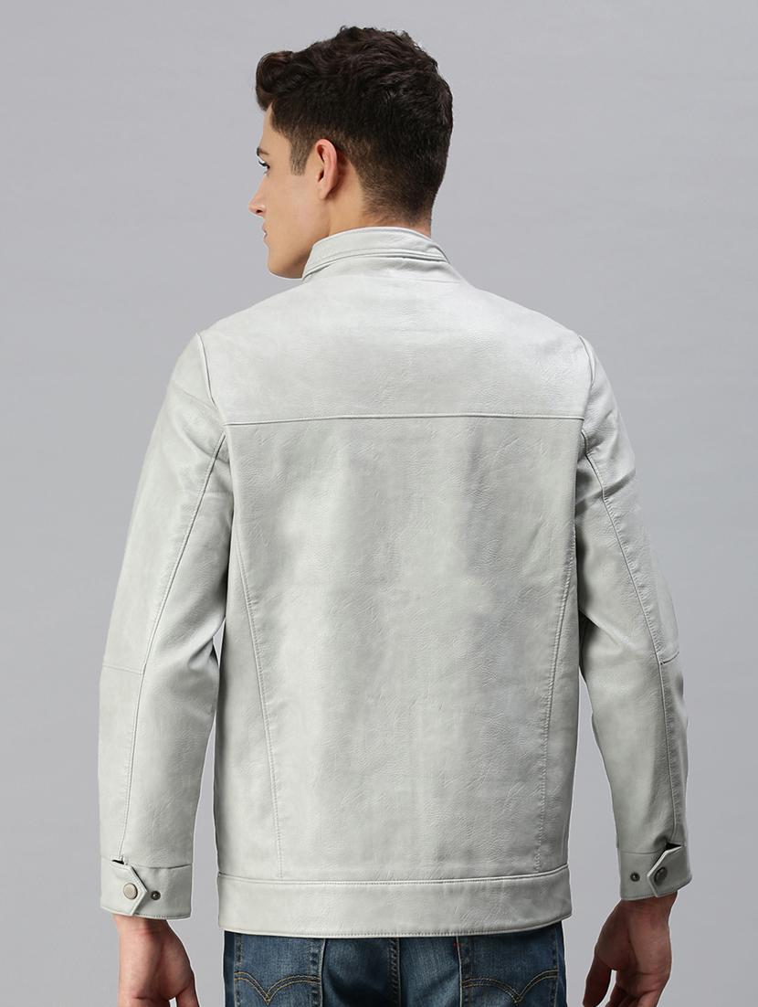 grey leather casual jacket - 18438953 - Standard Image - 2