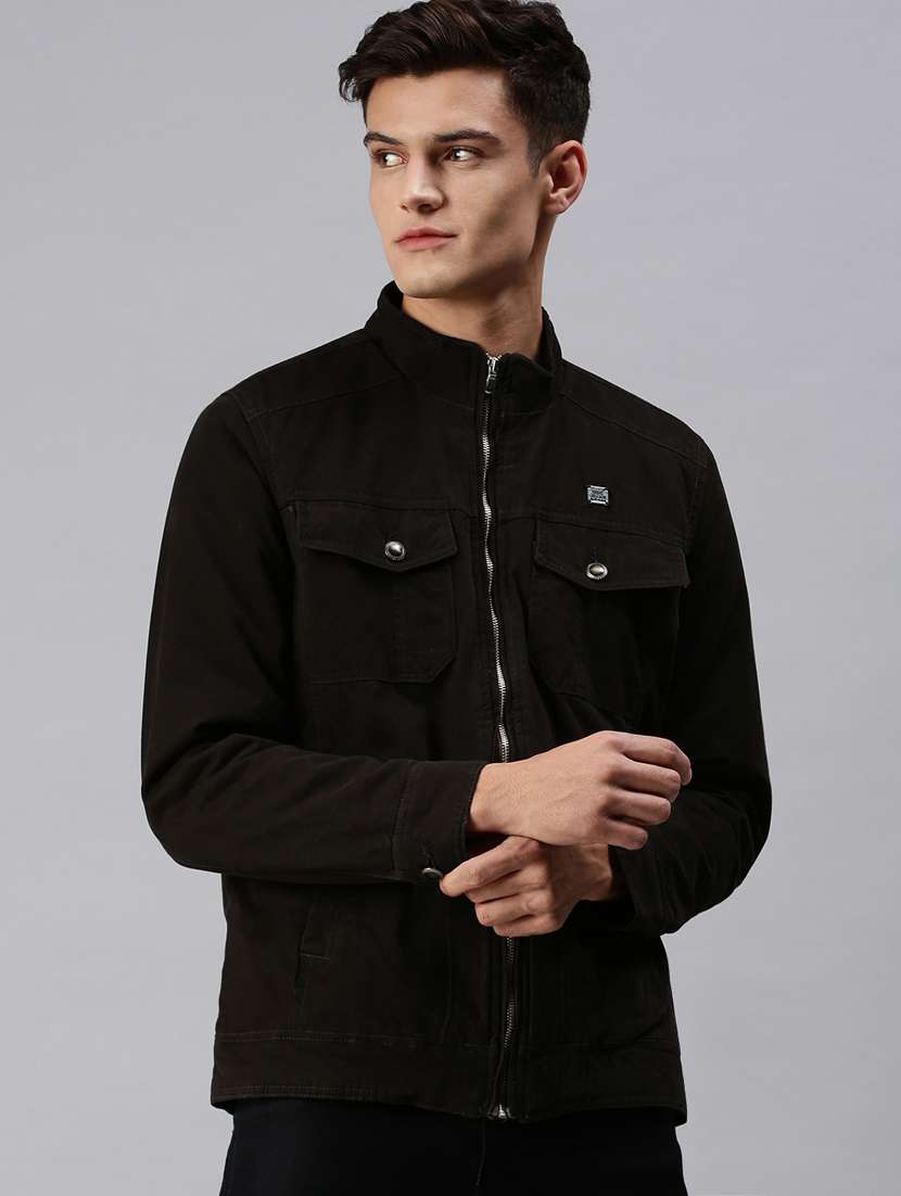 black solid casual jacket