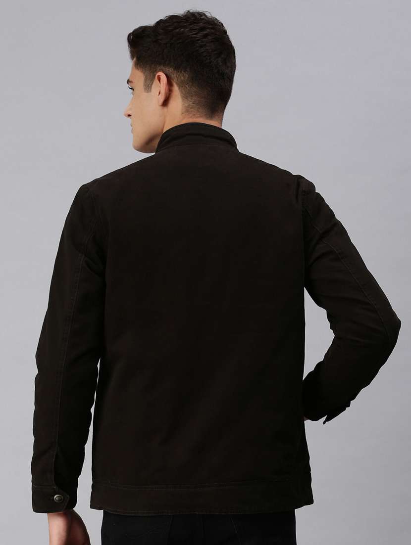 black solid casual jacket - 18438957 - Standard Image - 2