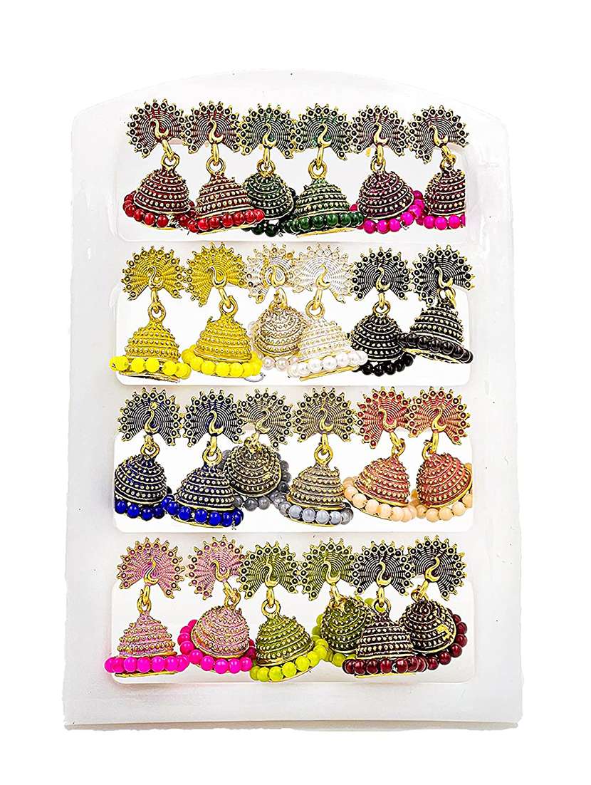  graceful delightful jhumka earrings pack of 12 pairs