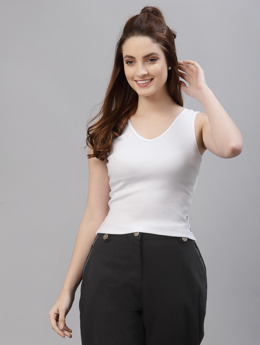 women's white v neck top - 18439844 - Zoom Image - 0