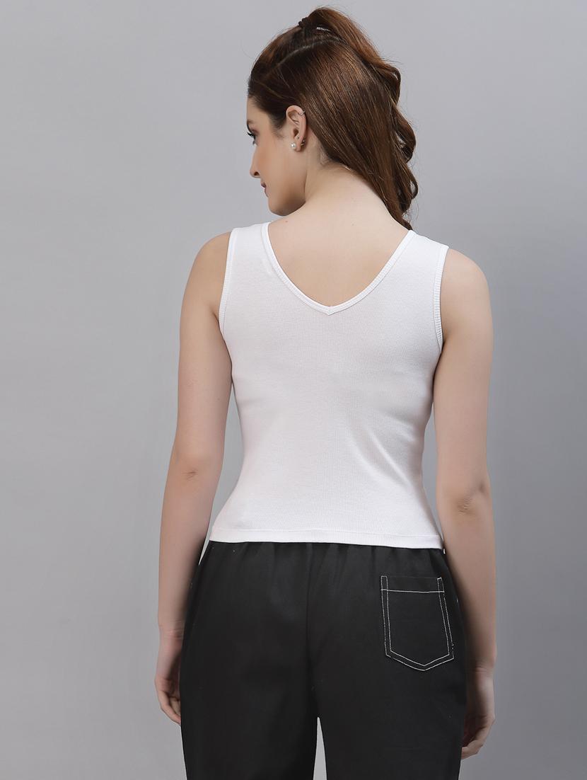 women's white v neck top - 18439844 - Standard Image - 2