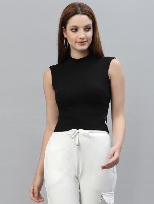 women's crop mock neck top - 18439846 - Standard Image - 0