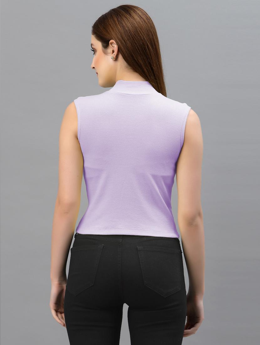 women's solid high neck top - 18439852 - Standard Image - 2