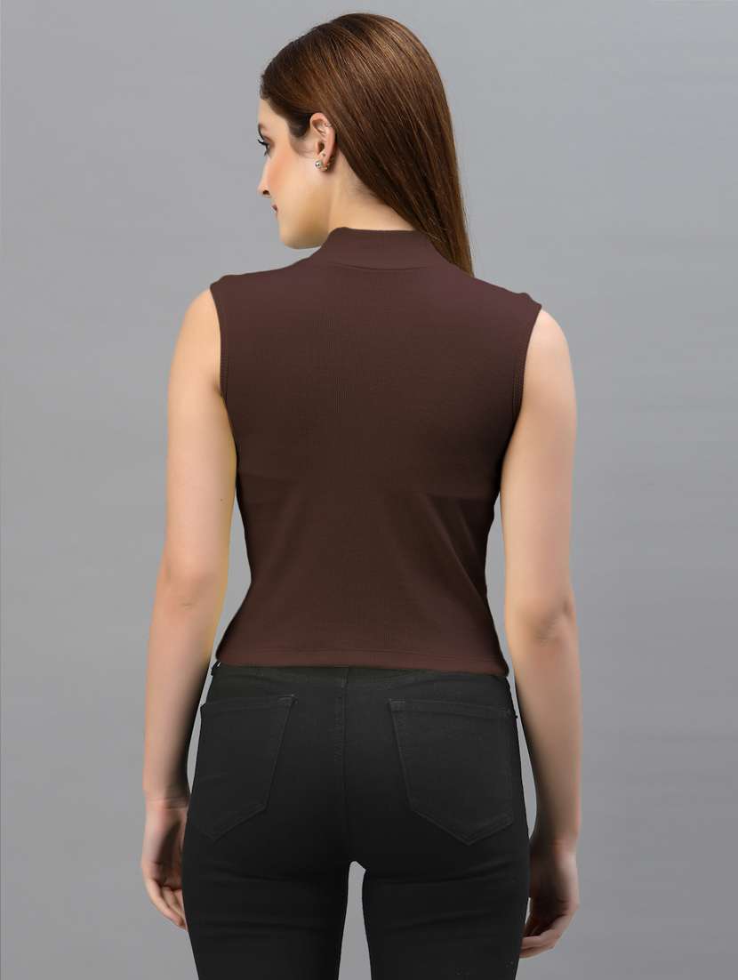 women's solid mock neck top - 18439854 - Standard Image - 2