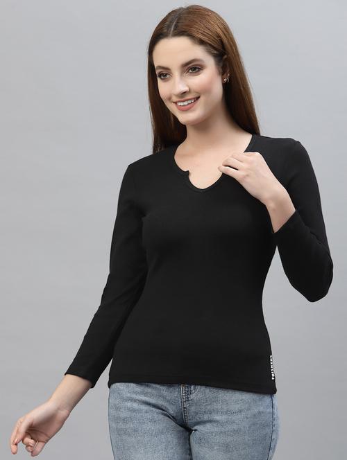 women's straight notch neck top - 18439867 - Standard Image - 0