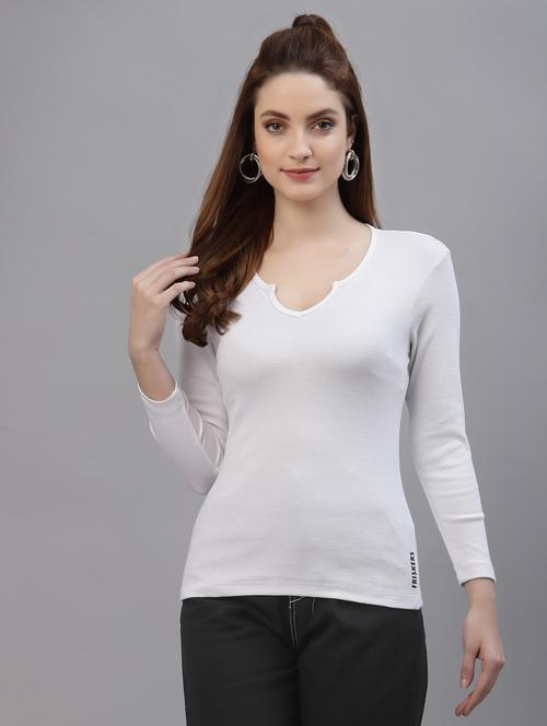 women's straight v neck top - 18439868 - Standard Image - 0
