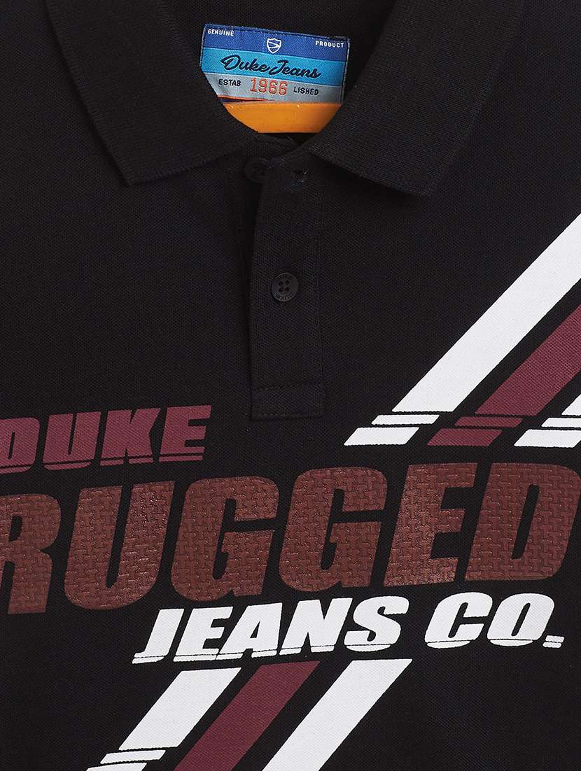 boys black printed polo t-shirt - 18440070 -  Standard Image - 2