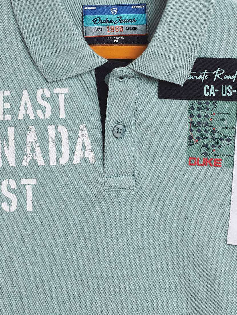 boys light blue printed polo t-shirt  - 18440073 -  Standard Image - 2