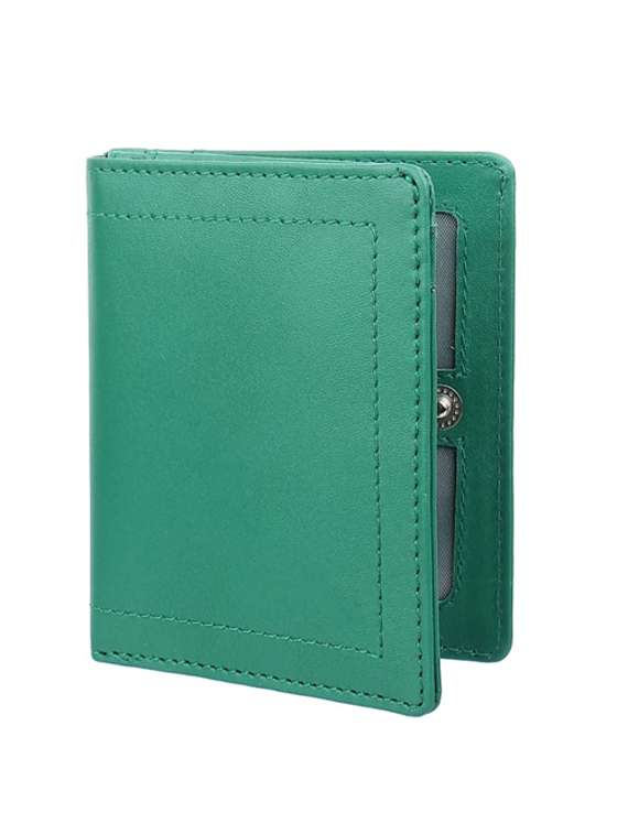 green solid leather wallet