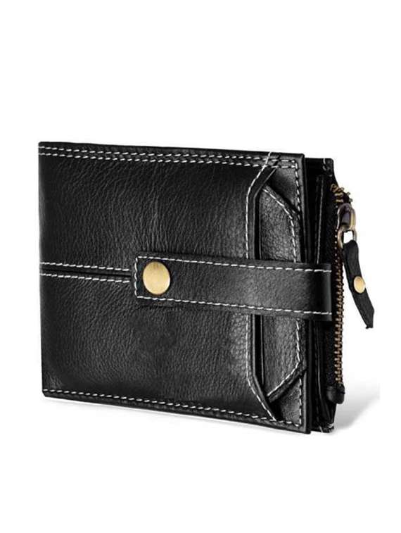 black genuine leather wallet