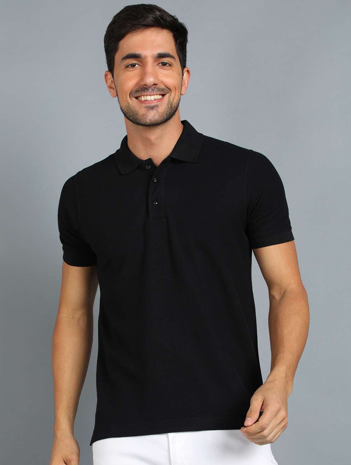 black solid polo t-shirt 