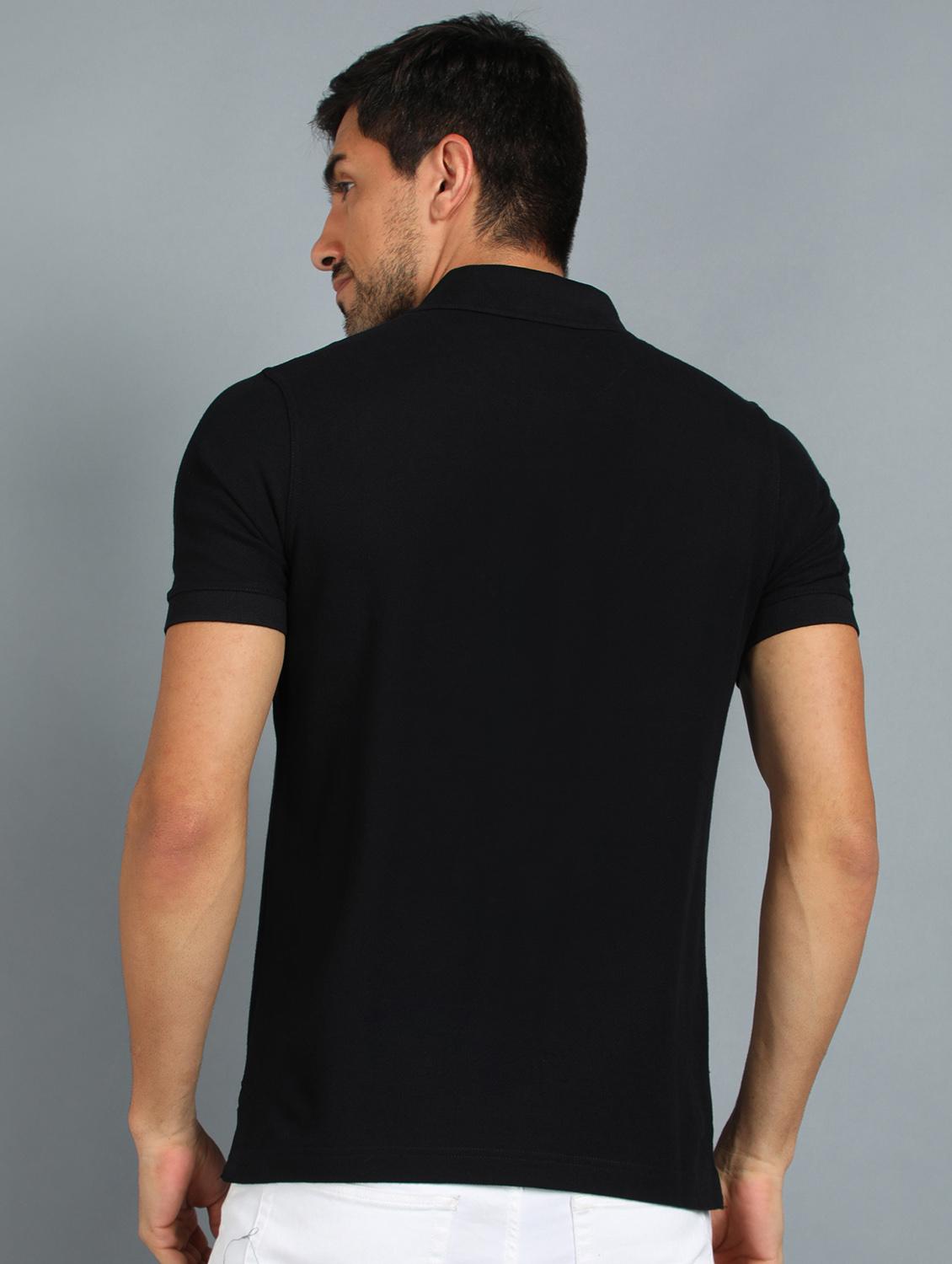 black solid polo t-shirt - 18440316 - Standard Image - 2