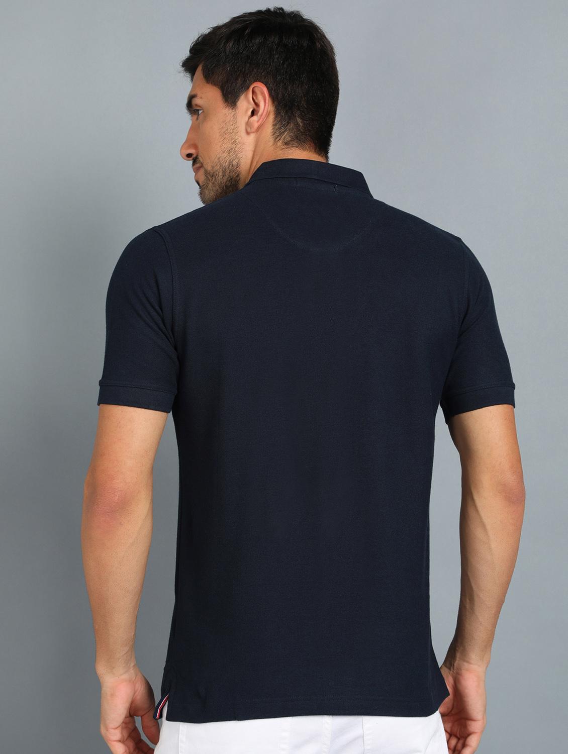 navy blue solid polo t-shirt - 18440317 - Standard Image - 2
