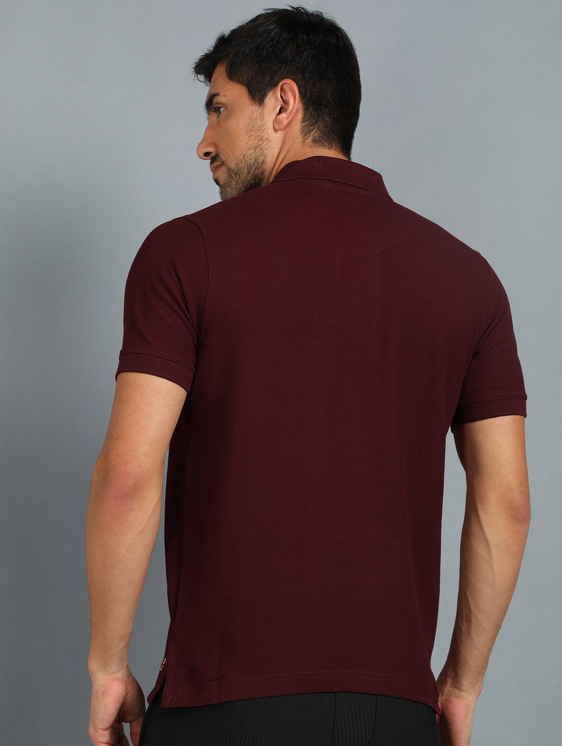 maroon solid polo t-shirt - 18440319 - Standard Image - 2
