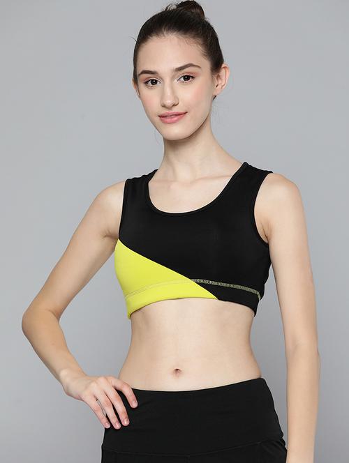 black color-blocked sports bra - 18440802 -  Standard Image - 0