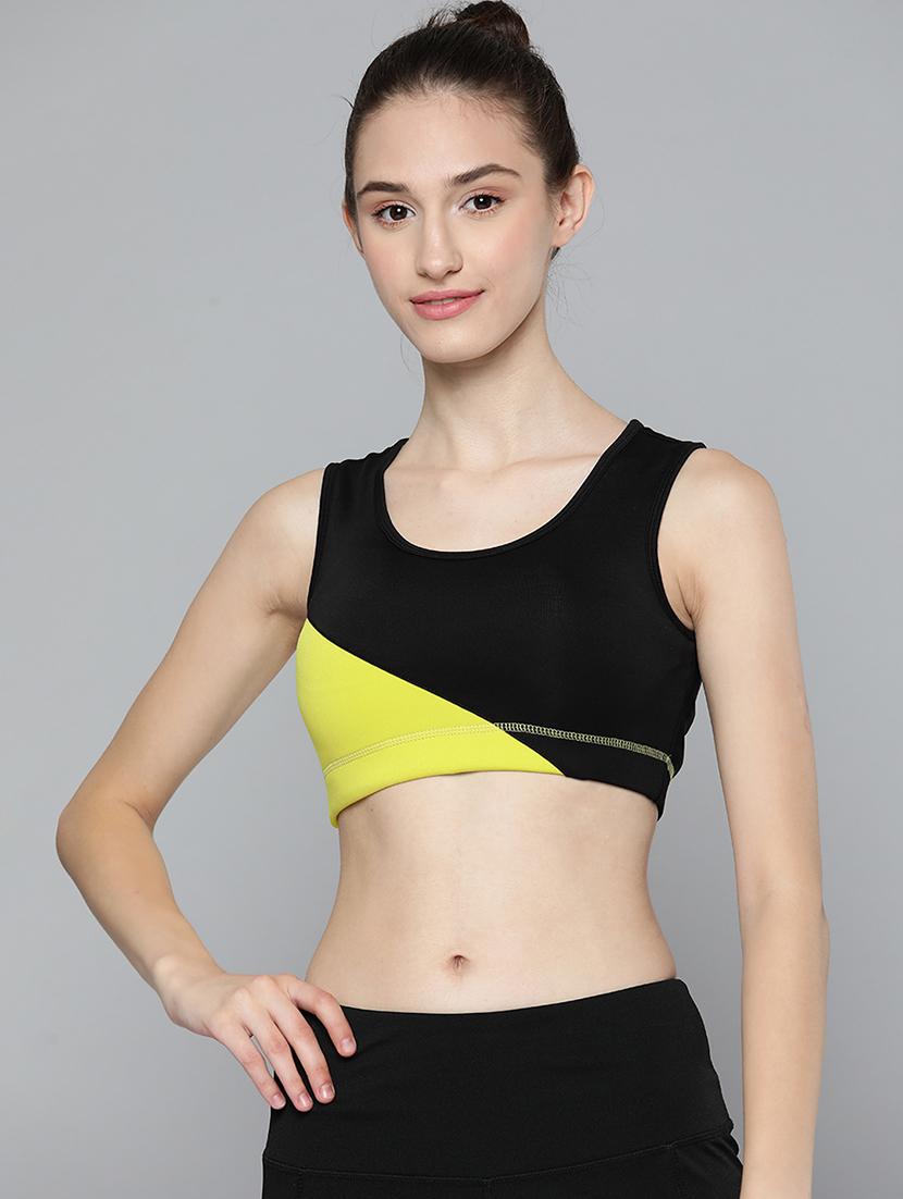 black color-blocked sports bra - 18440802 -  Zoom Image - 0