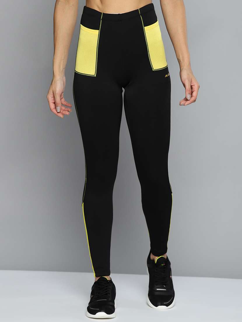 high rise color block sports tights