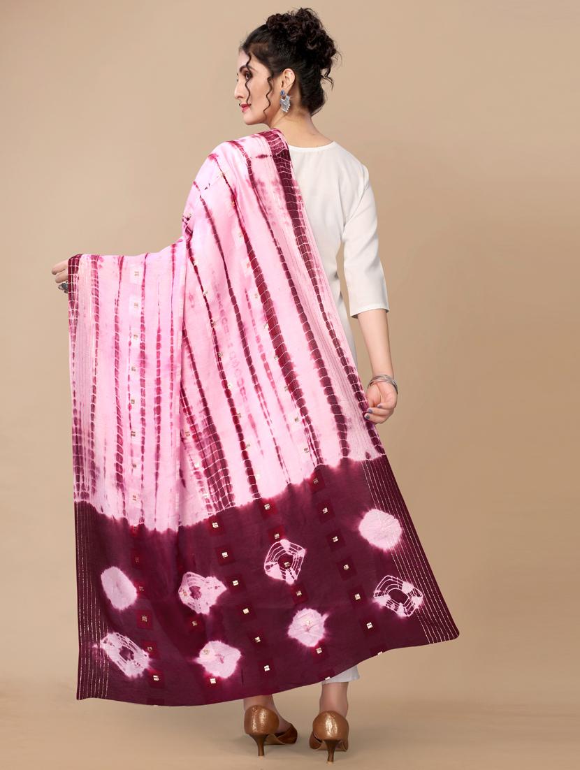 zari work tie & dye dupatta - 18441661 - Standard Image - 2