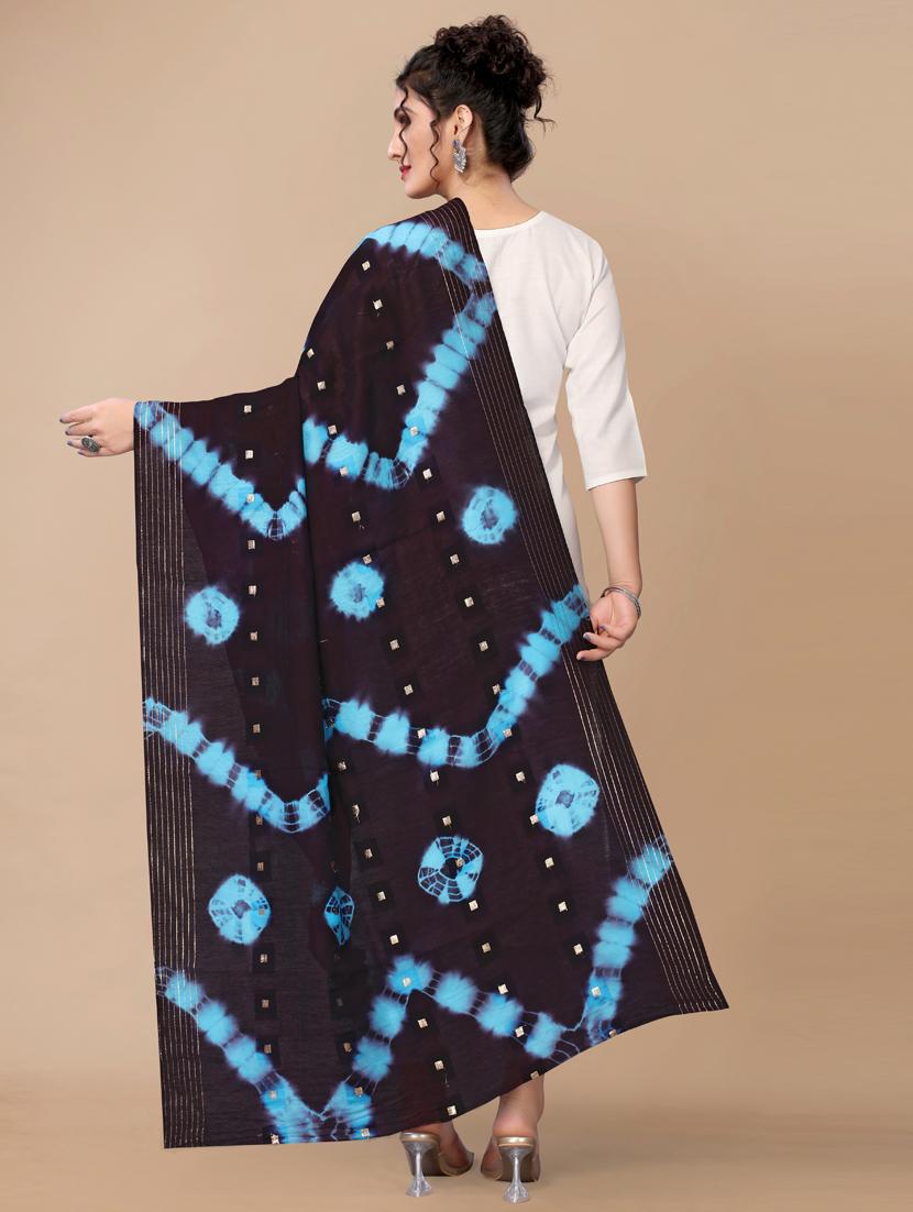 zari work tie & dye dupatta - 18441663 - Standard Image - 2