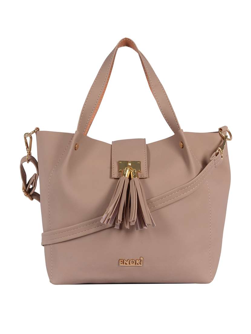 mauve solid regular handbag
