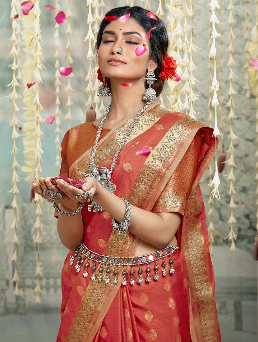 golden zari work woven saree with blouse - 18443475 -  Standard Image - 2