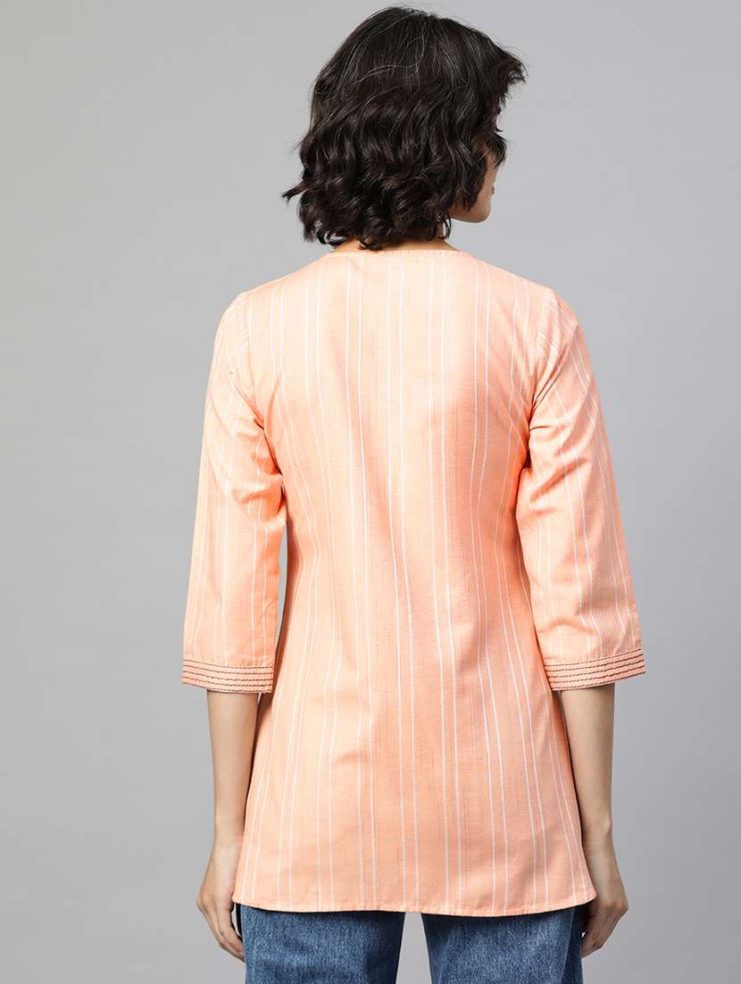 peach striped regular top - 18443482 -  Standard Image - 2