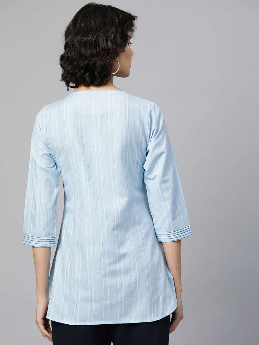 light blue self design regular top - 18443484 -  Standard Image - 2