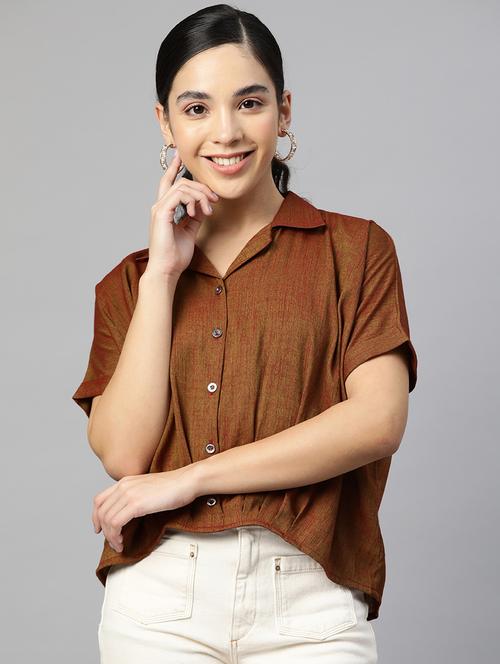 women's high-low collared top - 18443491 -  Standard Image - 0
