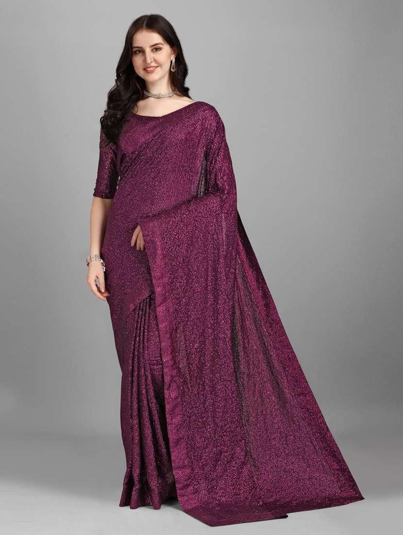 purple all over sequined saree with blouse