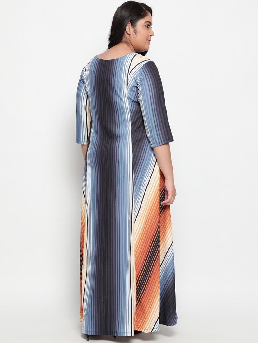 v-neck striped maxi dress - 18443657 - Standard Image - 2