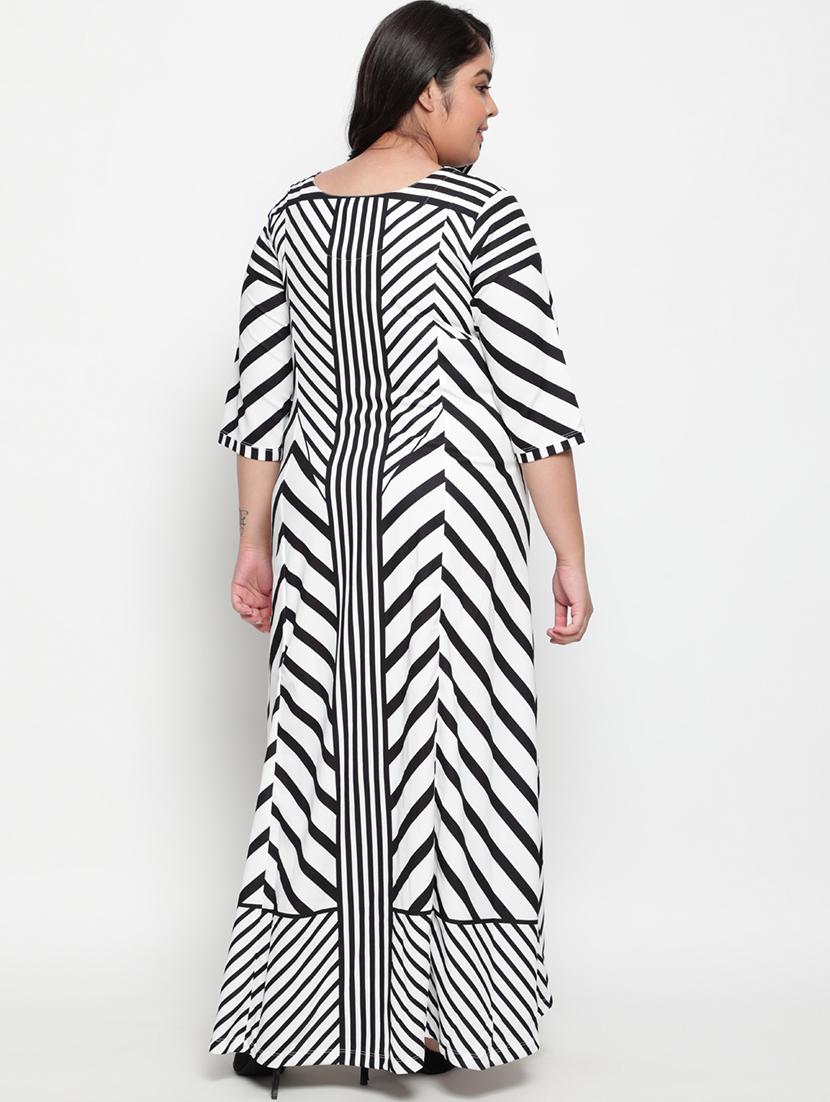 v-neck striped maxi dress - 18443658 - Standard Image - 2