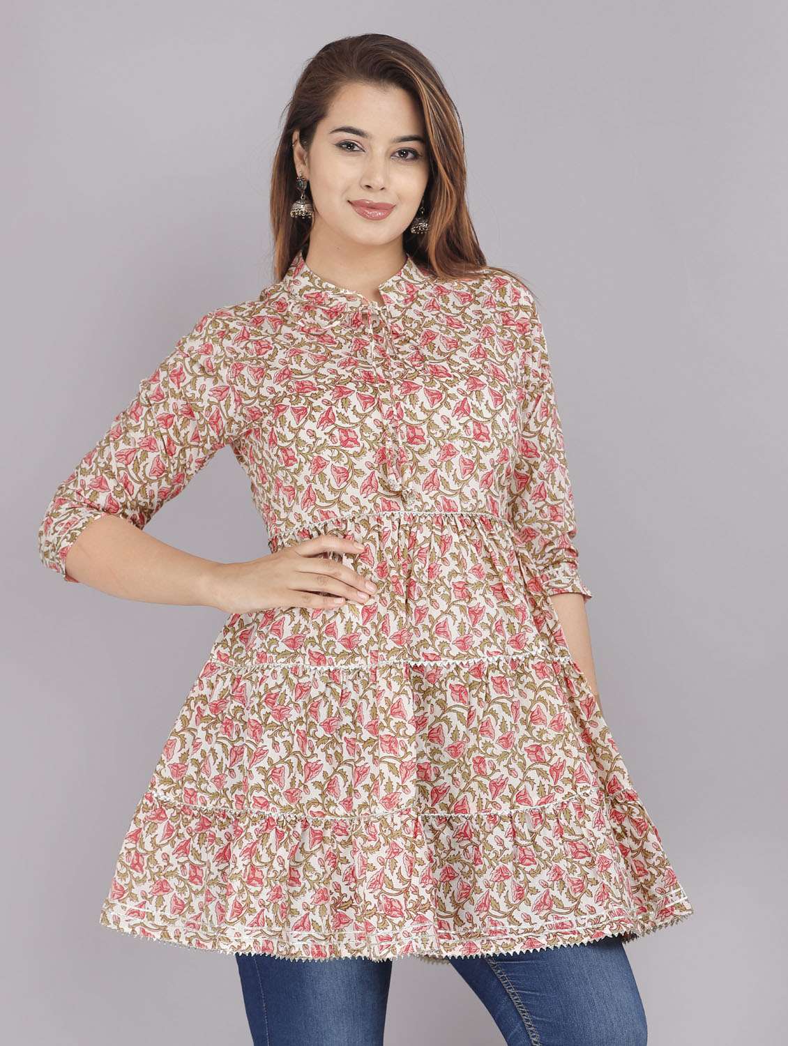 floral print tiered tunic