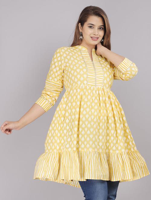 printed flared kurti - 18443801 -  Standard Image - 0
