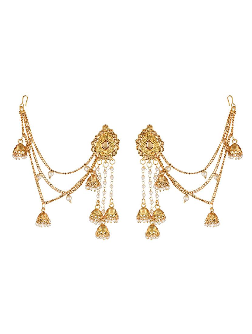 happy stoning graceful delightful gold plated bahubali devsena bridal party jhumka earrings - 18444280 -  Zoom Image - 0