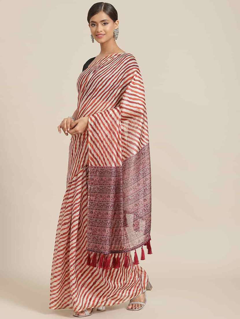 tassel detailed leheriya printed saree with blouse