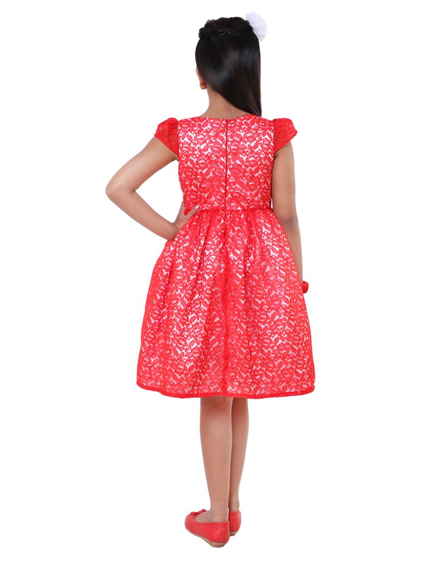 girls round neck three quarter sleeves frock - 18445062 - Standard Image - 2