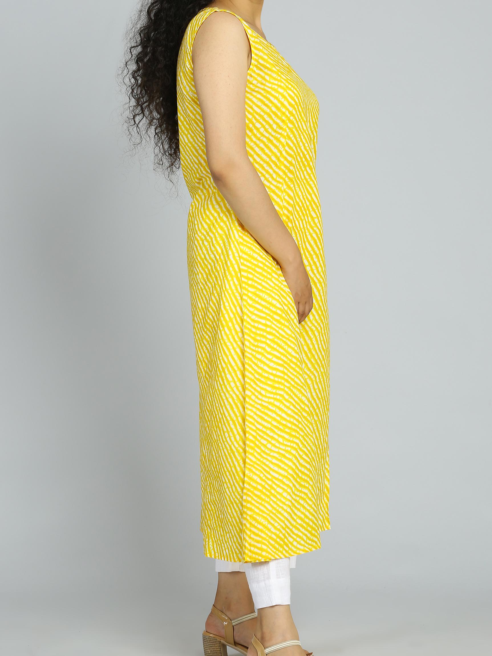 ethnic yellow stylish kurti with white pant - 18445451 - Standard Image - 2