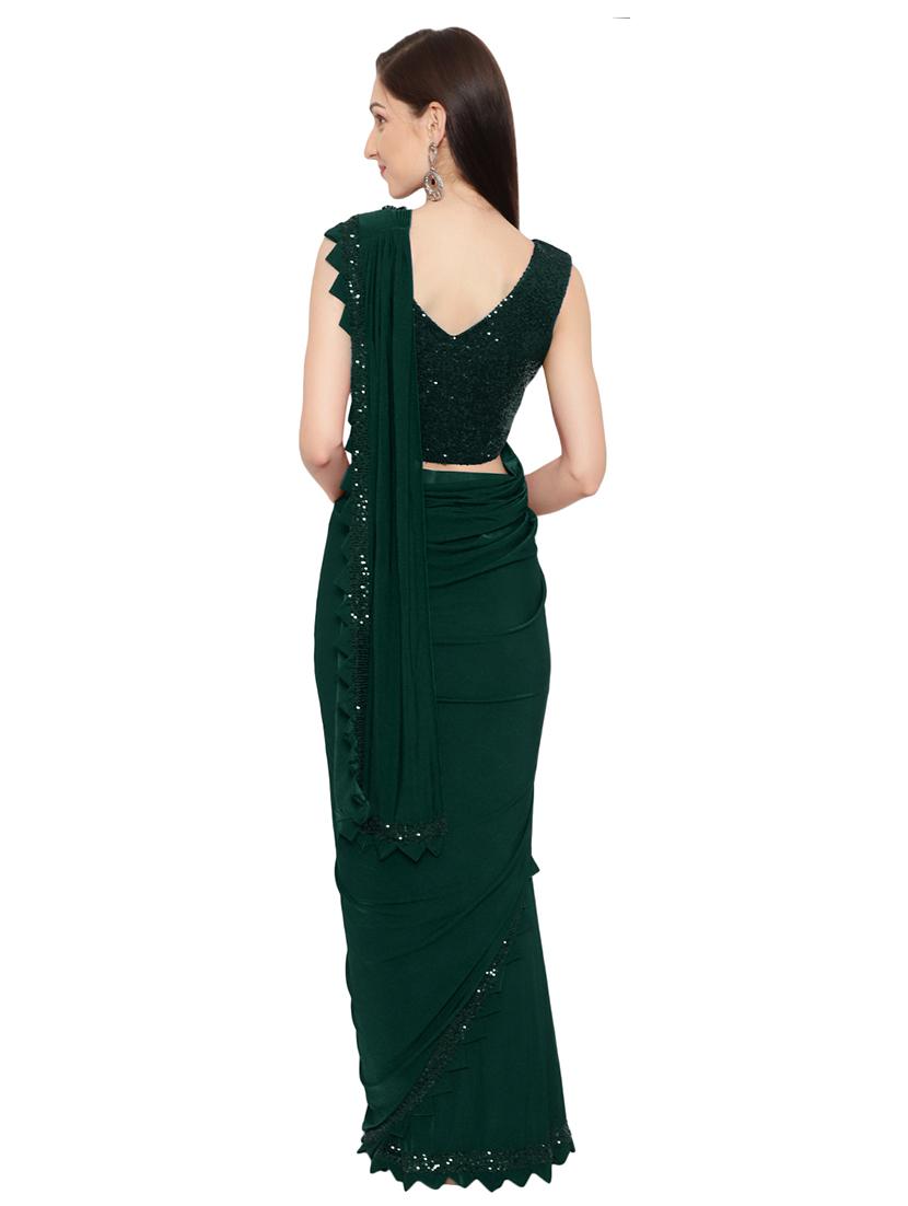 solid sequin draped saree with blouse - 18445549 - Standard Image - 2