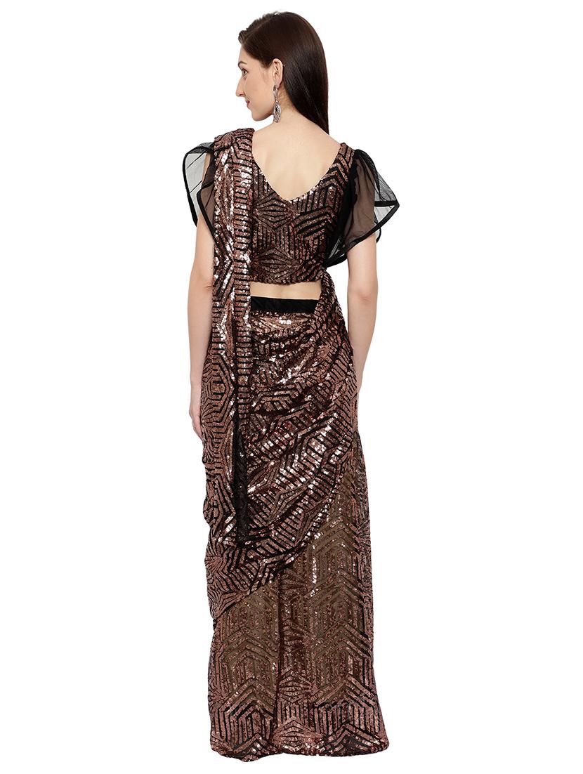all over sequin detailed saree with blouse - 18445562 - Standard Image - 2
