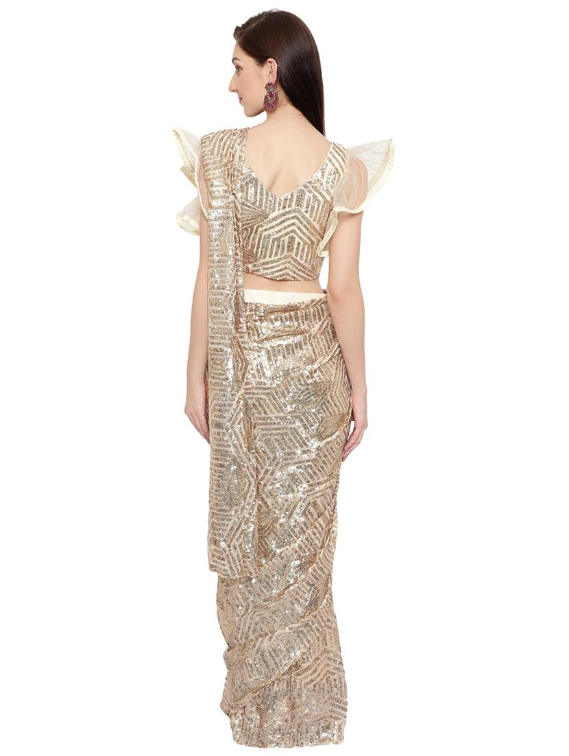 all over sequin draped saree - 18445564 - Standard Image - 2