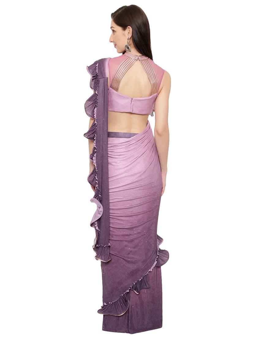 shimmery ombre ruffled draped saree with blouse - 18445575 - Standard Image - 2