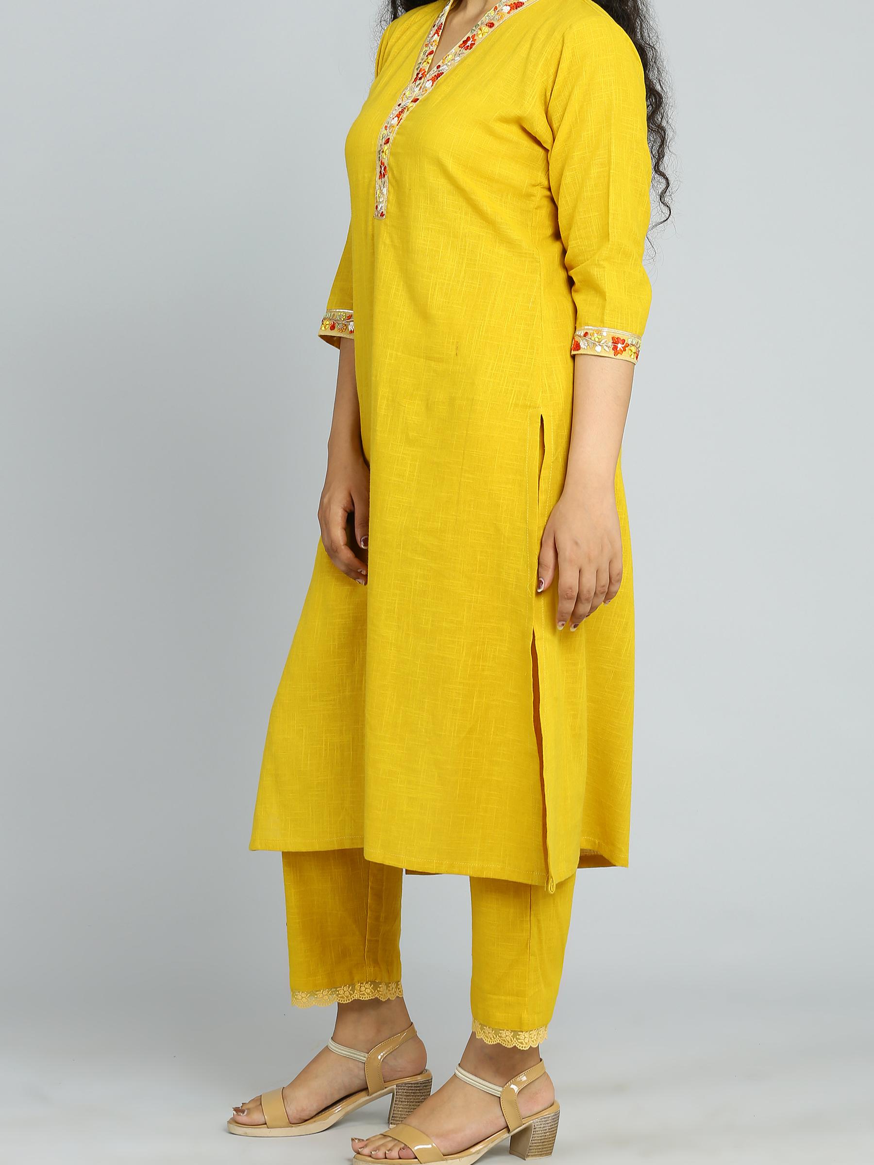 solid ethnic yellow dupatta bottom set - 18446237 - Standard Image - 2