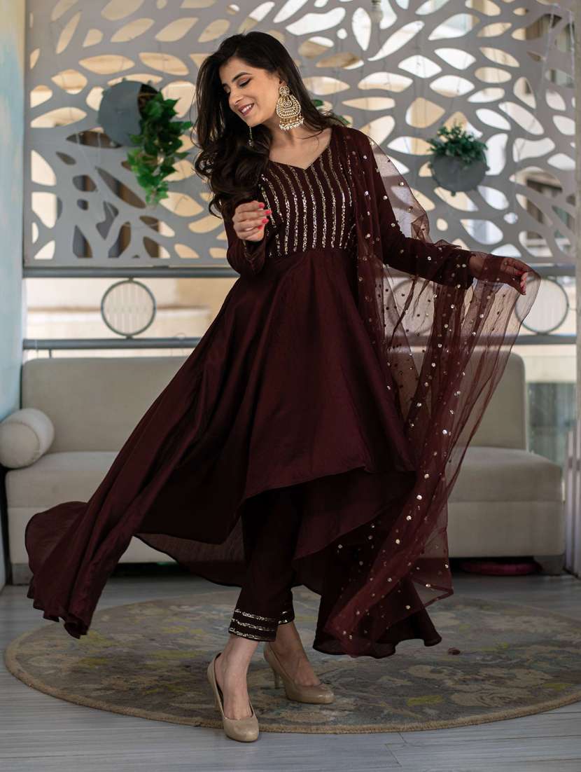 coffee brown semi-stitched suit