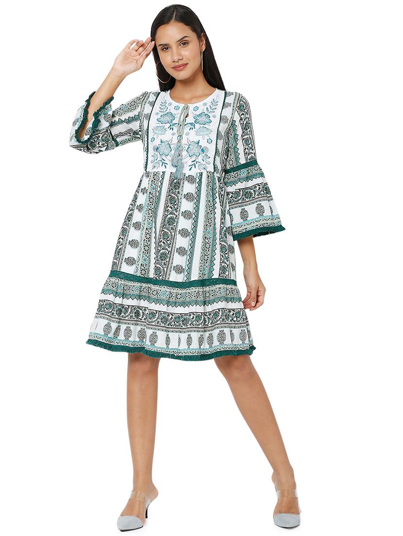 women's tiered dress block print dress - 18446828 - Standard Image - 2
