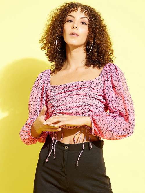women's crop square neck top - 18446919 - Standard Image - 0